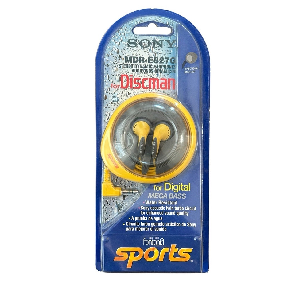 Vintage Sony MDR-E827G In-ear Headphones Sport Discman Mega Bass Fontopia 1995